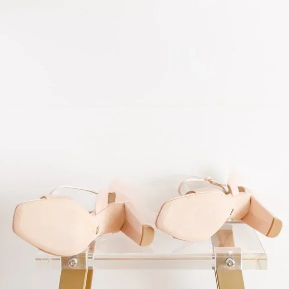 Badgley Mischka Kim Blush Pink Satin Heels 9 Women's Tulle Bow BHLDN